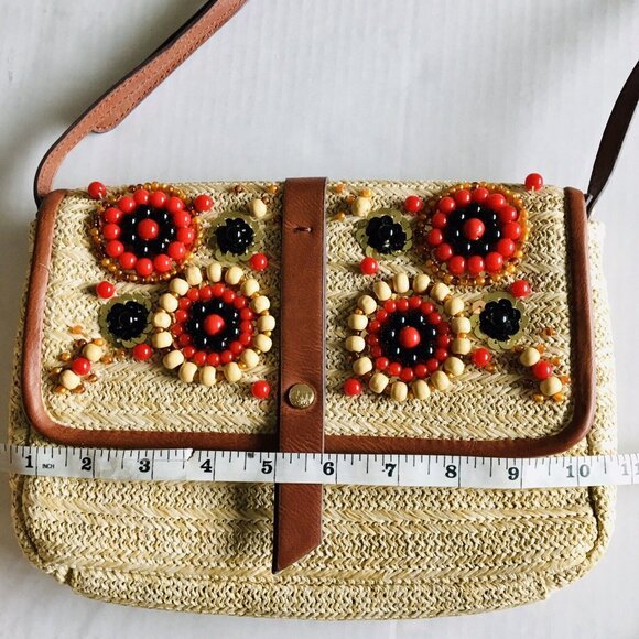 TOMMY BAHAMA Santa Barbara Beaded Straw Crossbody Clutch - Picture 9 of 11
